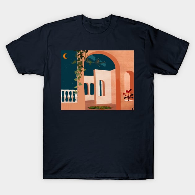 Night Rooftop T-Shirt by Artsforhumans